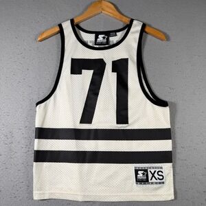 Starter Black Label Mens 71 Mesh Jersey Tank Top White Black XS G-III Apparel